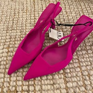 NWT Hot Pink Zara Sling Back Heels